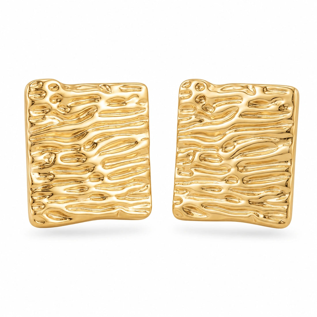Molten Wave Square Stud Earrings