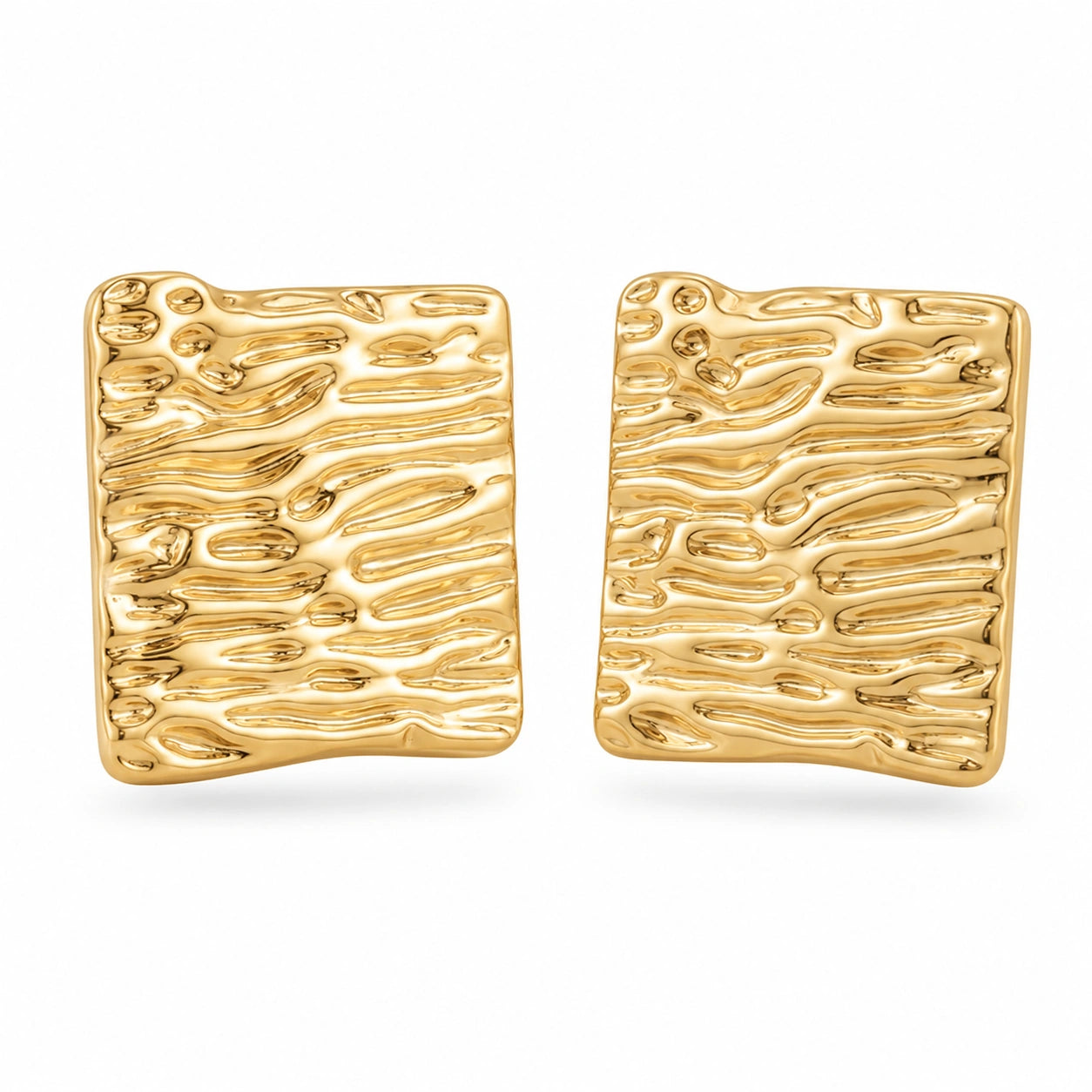 Molten Wave Square Stud Earrings