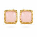 Blush Quartz Square Stud Earrings