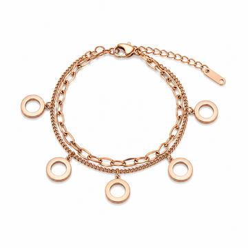 Pearl Charm Layered Rose Gold Bracelet