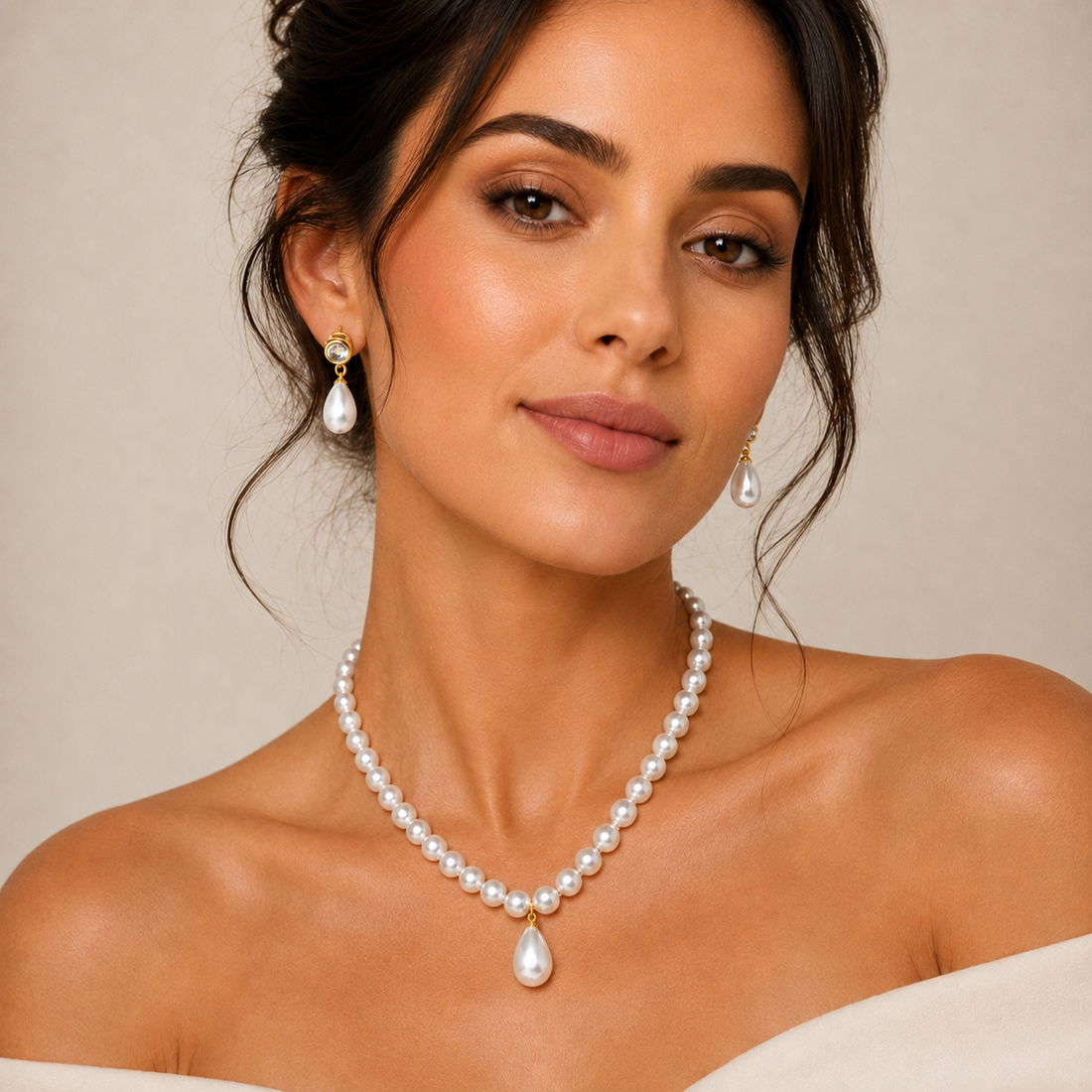 Pearl Elegance Drop Necklace Set