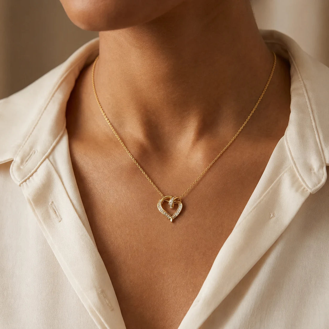 Golden Heart Spark Pendant Necklace