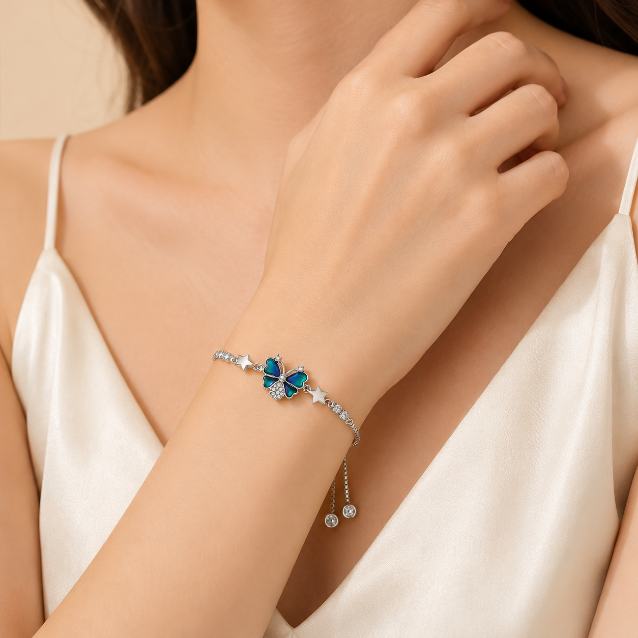 Sterling Silver Aurora Butterfly Star Bracelet 925