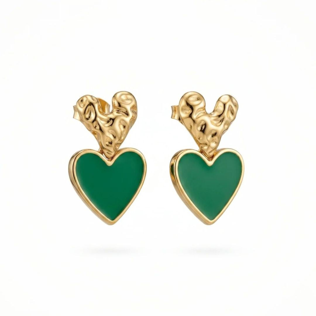 Emerald Heart Drop Earrings
