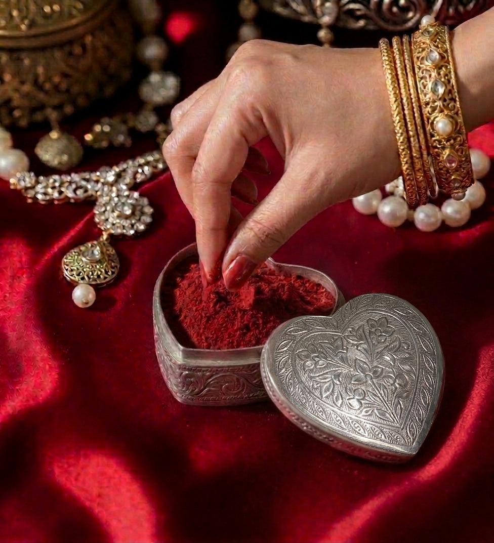 925 Silver Heart Kumkum Box