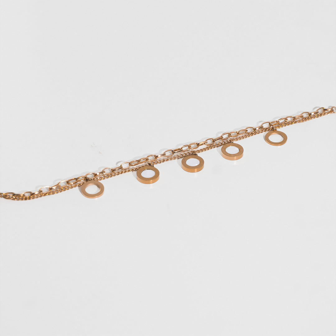 Pearl Charm Layered Rose Gold Bracelet