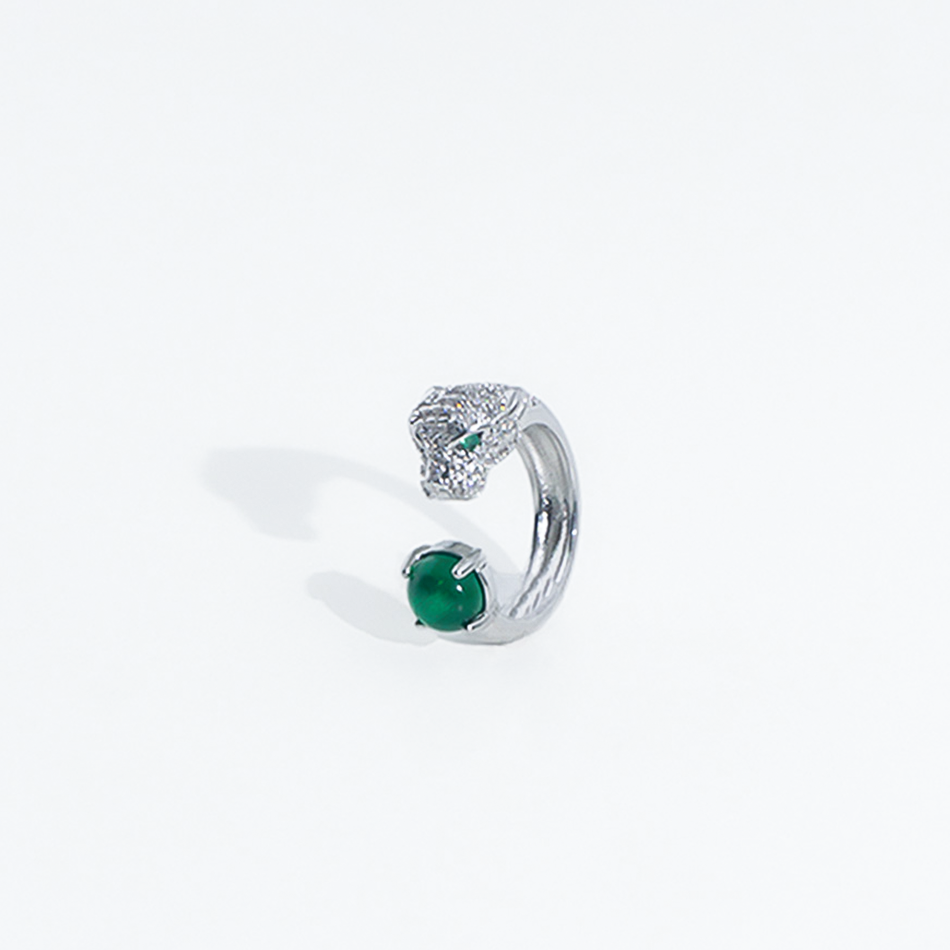 The Emerald Cabochon Panther Adjustable Ring