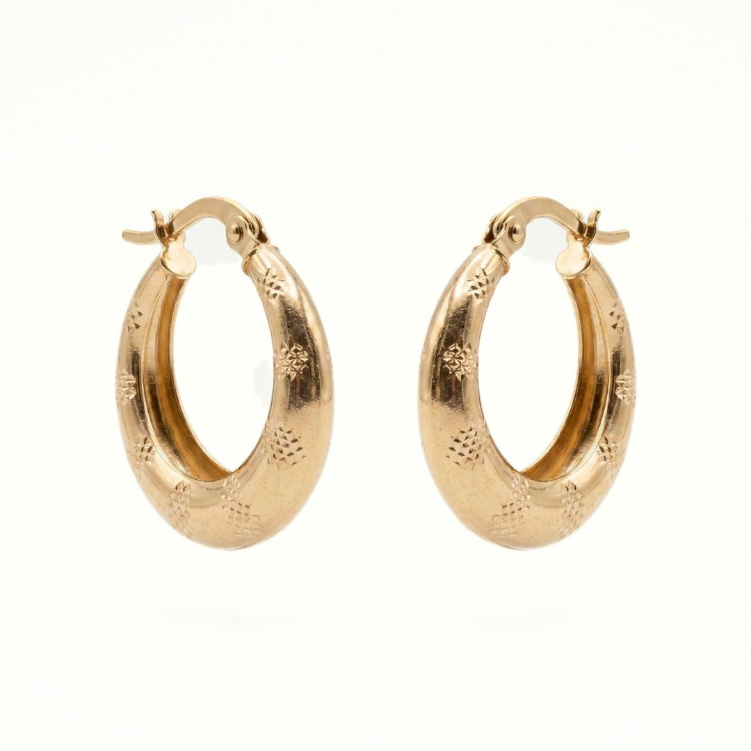 Vintage Textured Gold Hoop Earrings