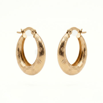 Vintage Textured Gold Hoop Earrings