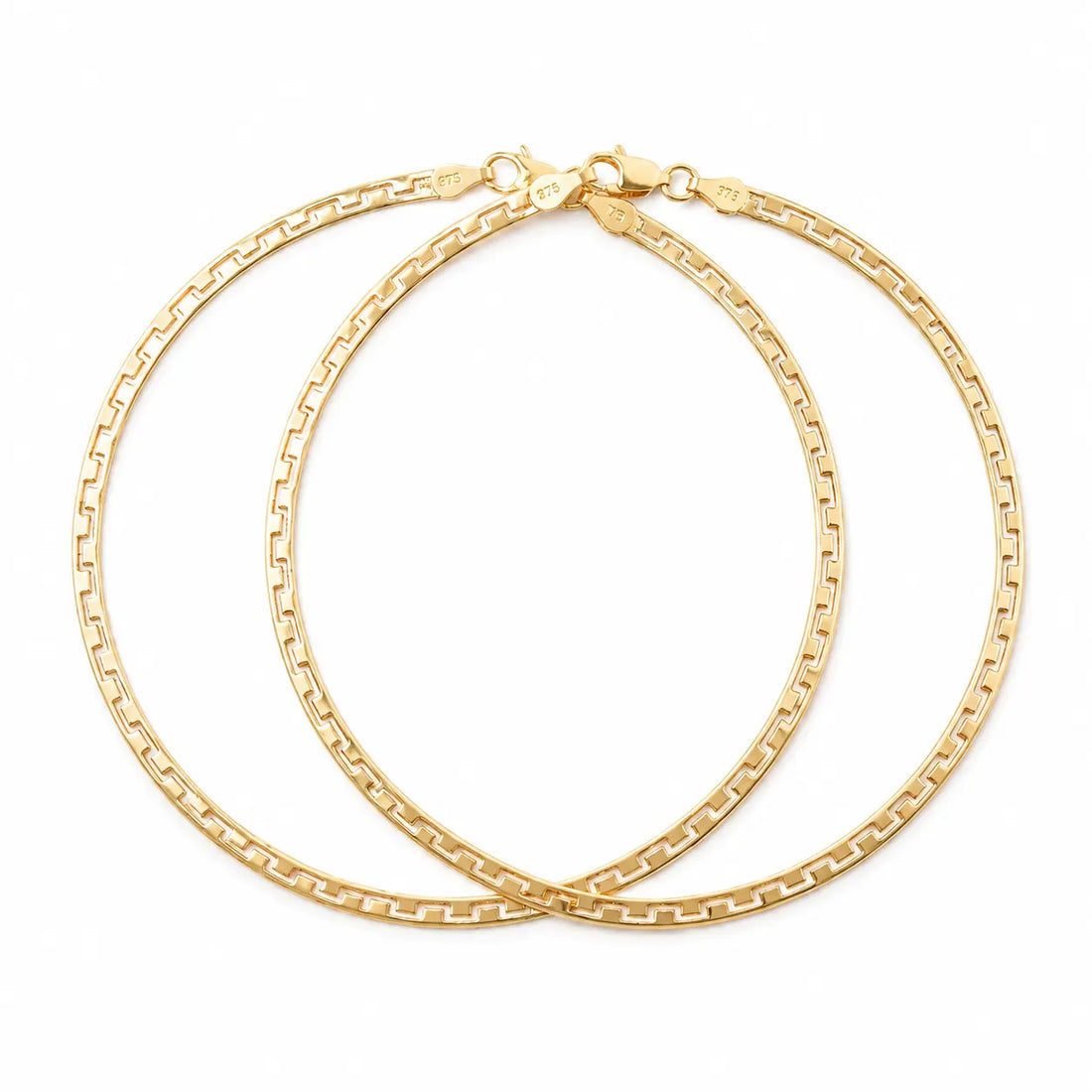 Golden Greek Pattern Anklet Set (Pair)