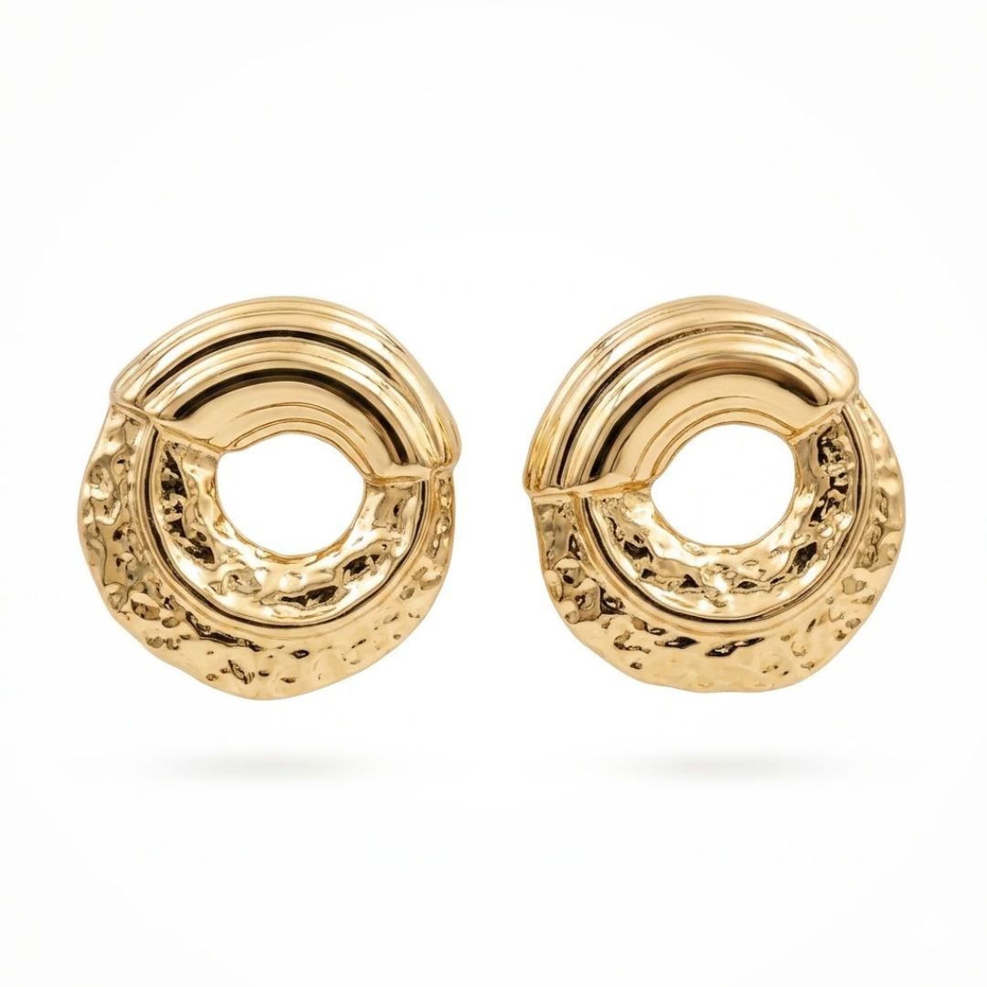 Celeste Textured Circle Stud Earrings