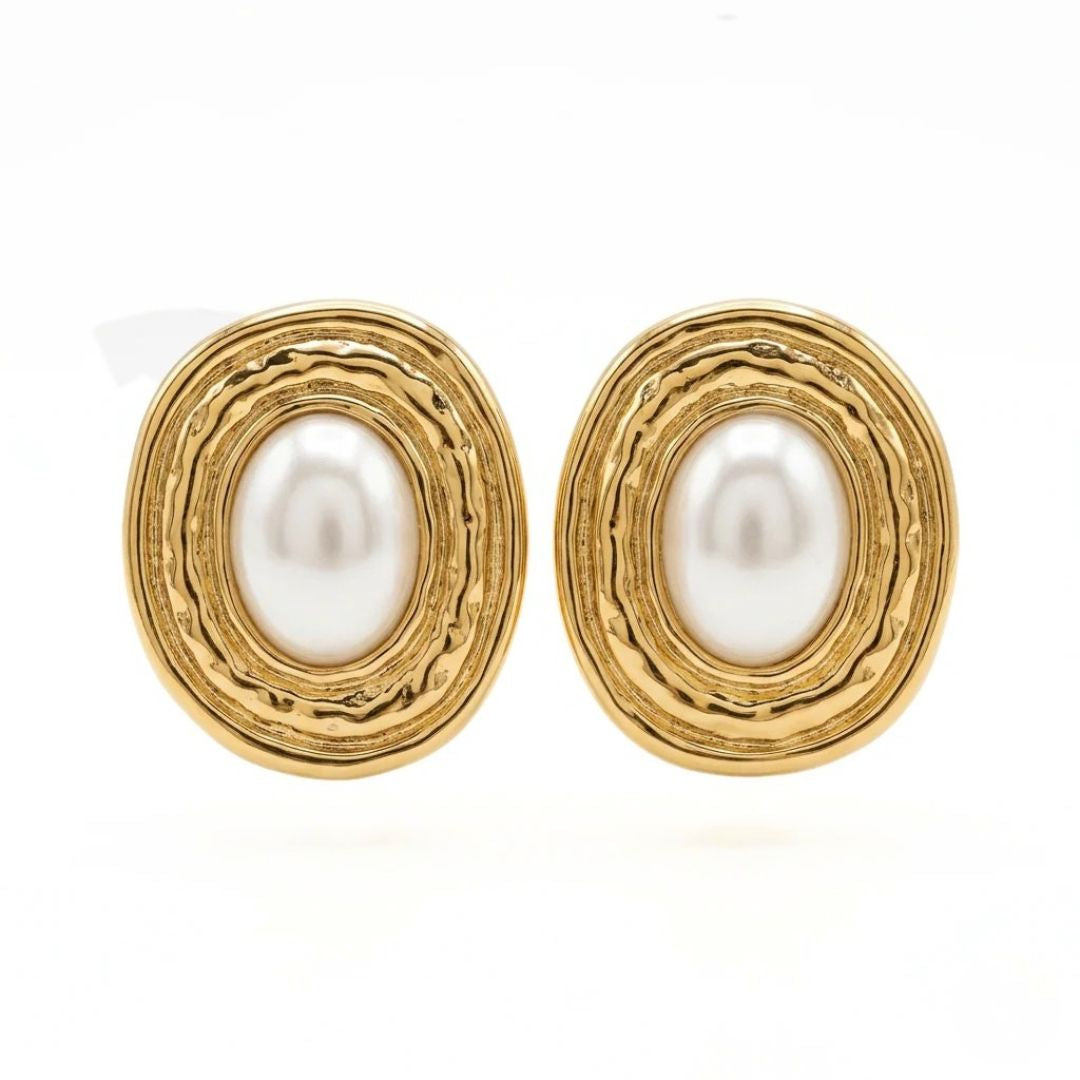 Celestia Pearl Halo Stud Earrings