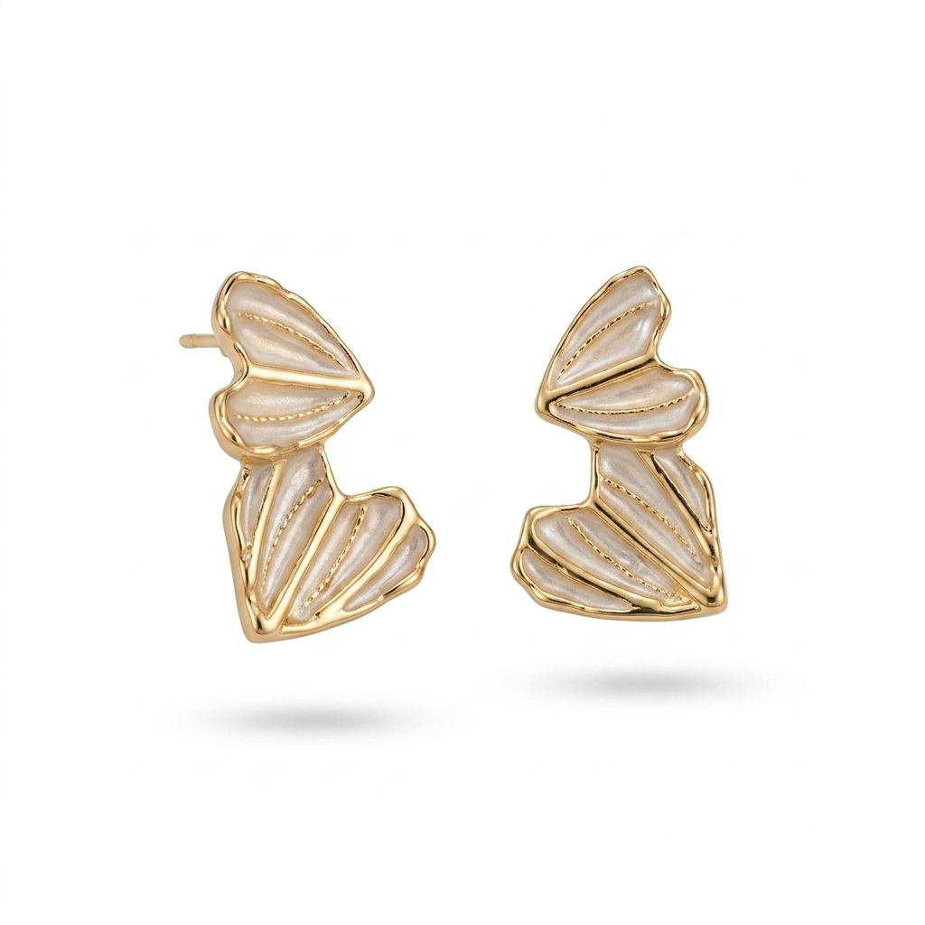 Pearl Enamel Abstract Stud Earrings