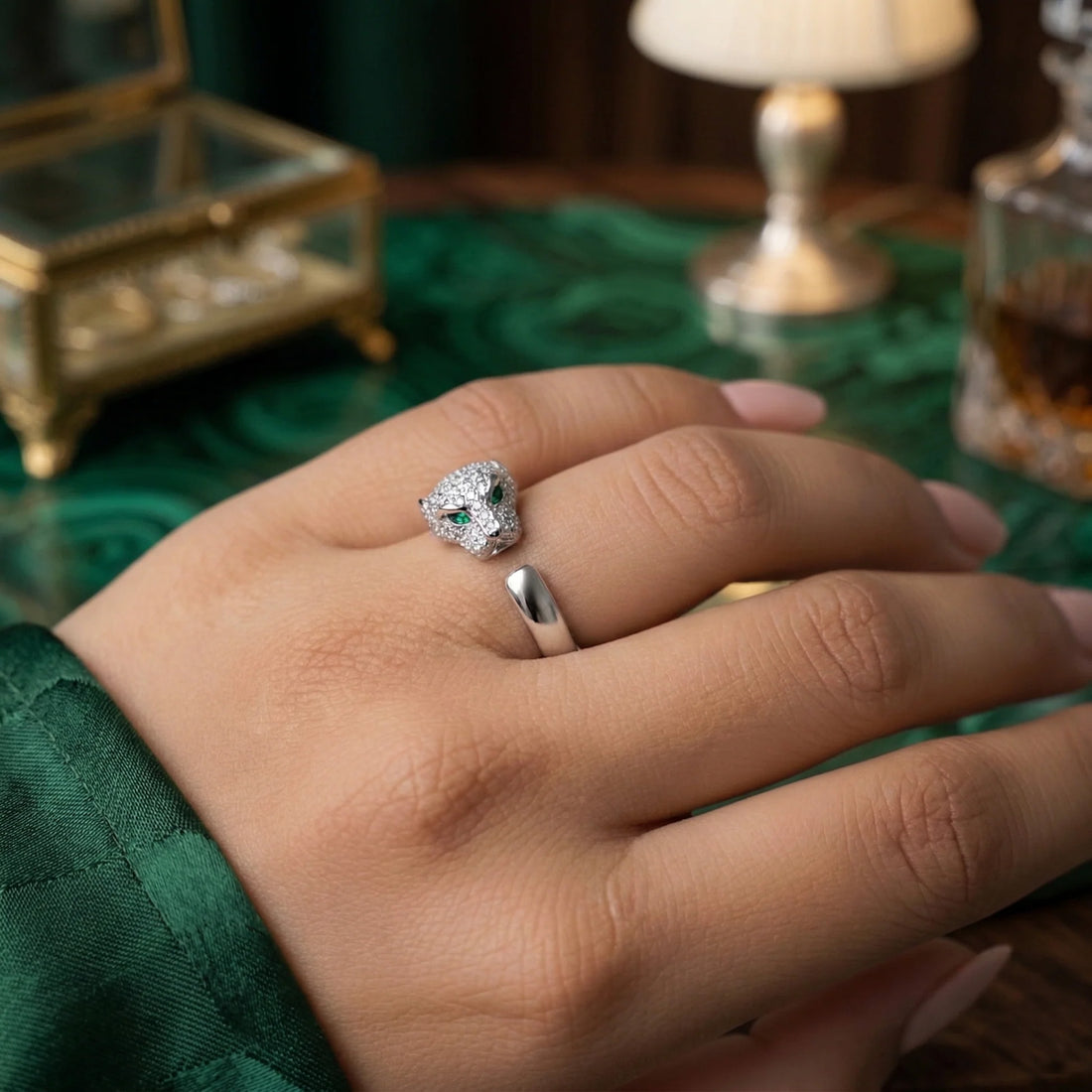 Emerald Hunter Adjustable Ring
