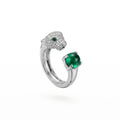 The Emerald Cabochon Panther Adjustable Ring