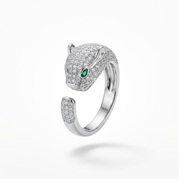 The Empress Panther  Silver Adjustable Ring