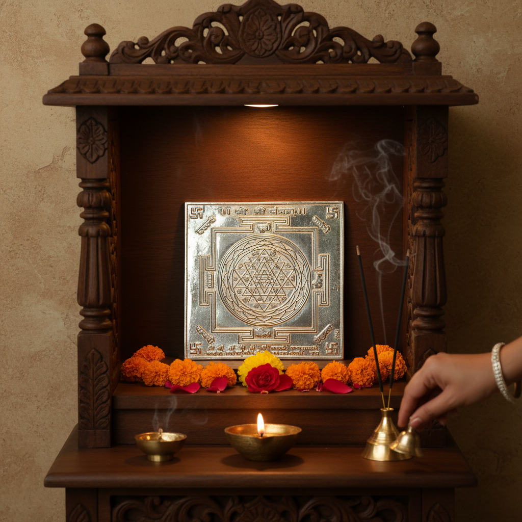 Silver Shree Yantra Hindu Vedic Symbol for Wealth & Prosperity 925 Pure | 19 GramBig