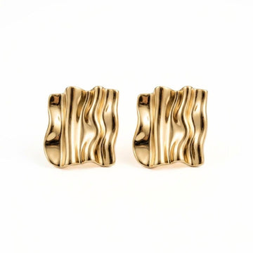 Velora Wave Gold Stud Earrings